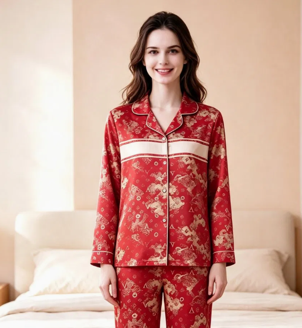 Women's Autumn Winter Pajama Set – Collared Open-Front Cardigan Loungewear