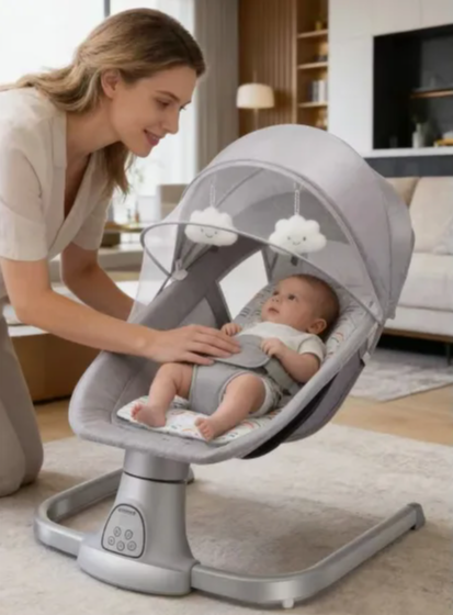 Baby Rocking Chair & Electric Swing Bed – Newborn Bouncer, Soothing Cradle & Infant Resting Seat