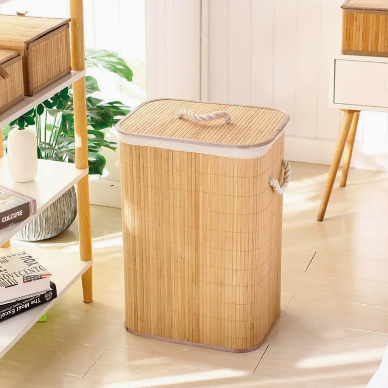 Eco-Friendly Bamboo Laundry Hamper with Lid – Stylish Clothes Storage Basket