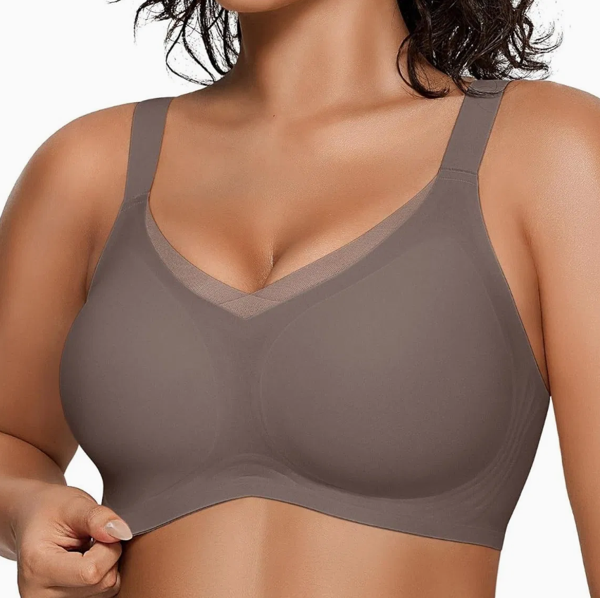 Women's Wireless Support Bra – Seamless Mesh Crossover Full-Coverage Everyday Bralette