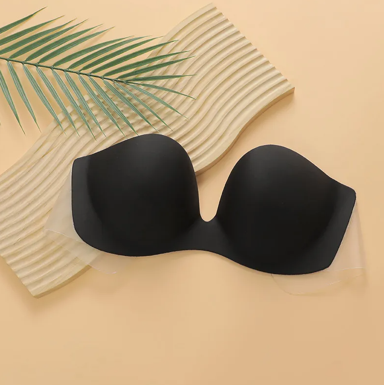 Women's Strapless Seamless Push-Up Bra – Anti-Slip Off-Shoulder Barely-There Comfort