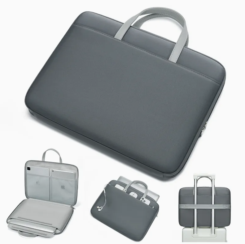 16-Inch Laptop Business Bag – Waterproof Shockproof Carry Case with Luggage Strap & Handle