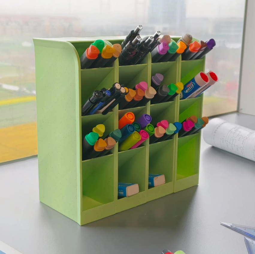 Clear Acrylic Angled Pen Holder – Slanted Desktop Organizer for Pens, Markers & Makeup Brushes