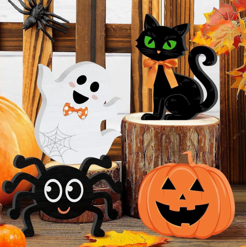 Cute Ghost Wooden Plank Halloween Hanging Decor