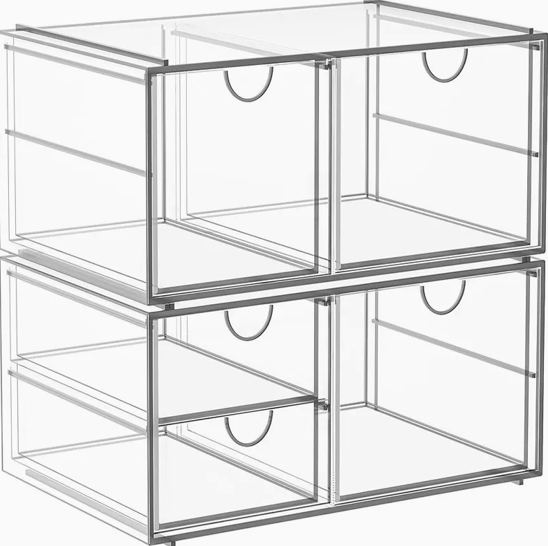 Clear Acrylic Makeup Organizer with Drawers – Cosmetic, Stationery & Accessories Storage Box