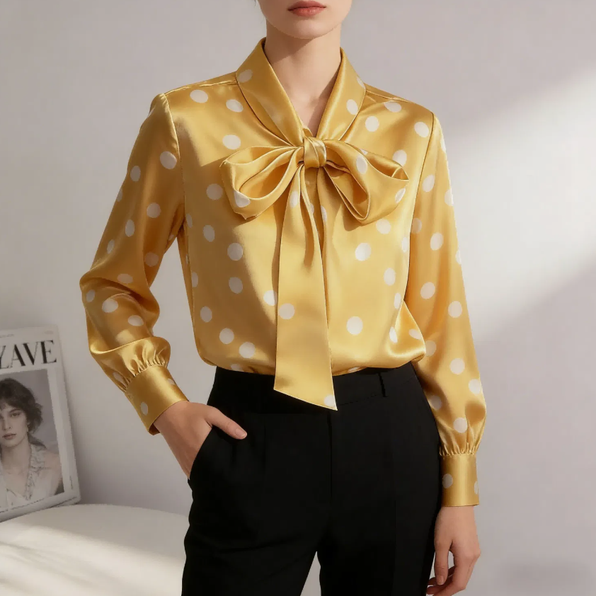 Women's Spring Satin Silk-Blend Blouse – Versatile Slim-Fit Casual Dress Shirt