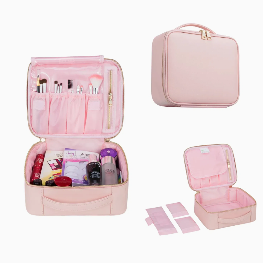PU Leather Makeup Travel Case – Portable Cosmetic Organizer & Beauty Storage Bag