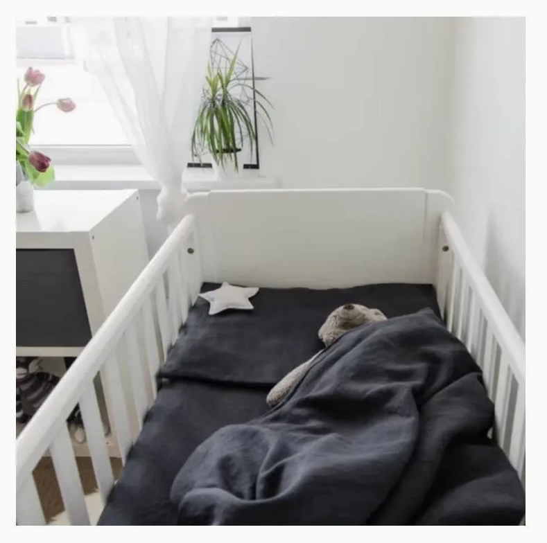 Stone-Washed French Flax Linen Baby Fitted Crib Sheet – Soft Neutral Antiallergic Cot Bedding